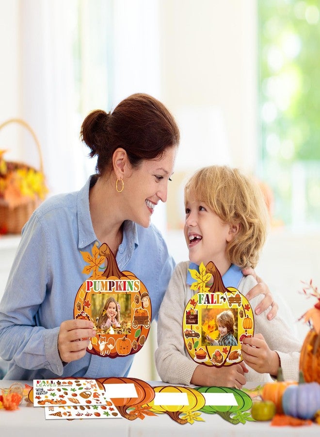 BLSUREFYX 36 Sets Fall DIY Picture Frames Craft Kit 6.8 x 6.3 Inch Autumn Pumpkin Photo Frames Ornaments with Autumn Stickers for Thanksgiving Decorations Fall Party Gifts Home Activities - Image 3